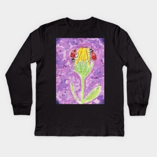 Ladybugs flowers  nature painting Kids Long Sleeve T-Shirt